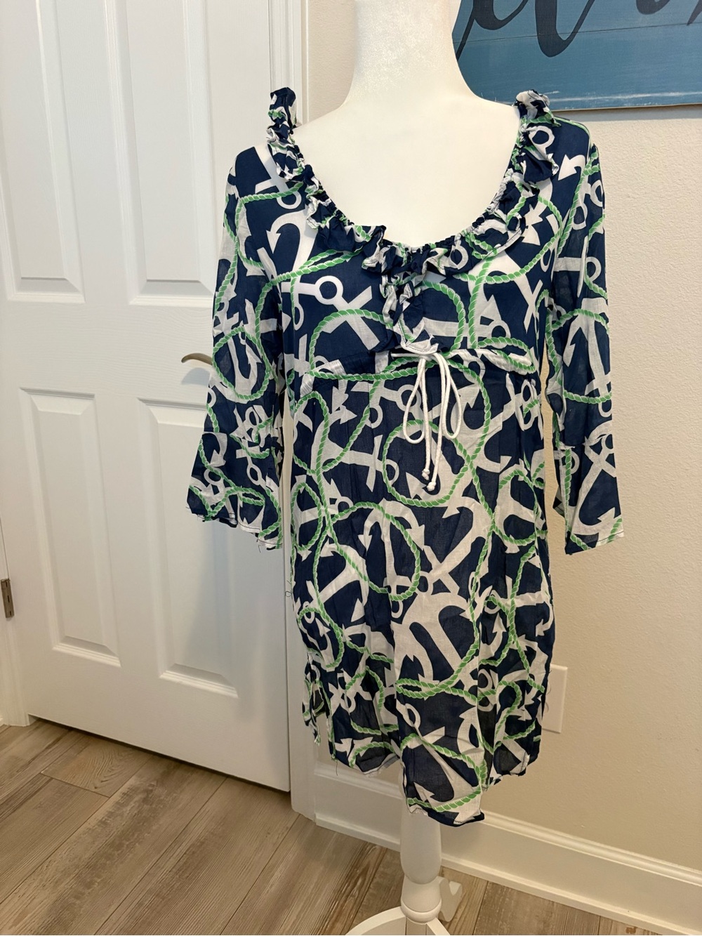 Mud Pie Navy & Green Rope-Print Swim Coverup Tunic